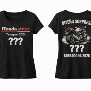 Camiseta  VFR Tarragona 2026, color negra con impresión delante y detrás para mujer