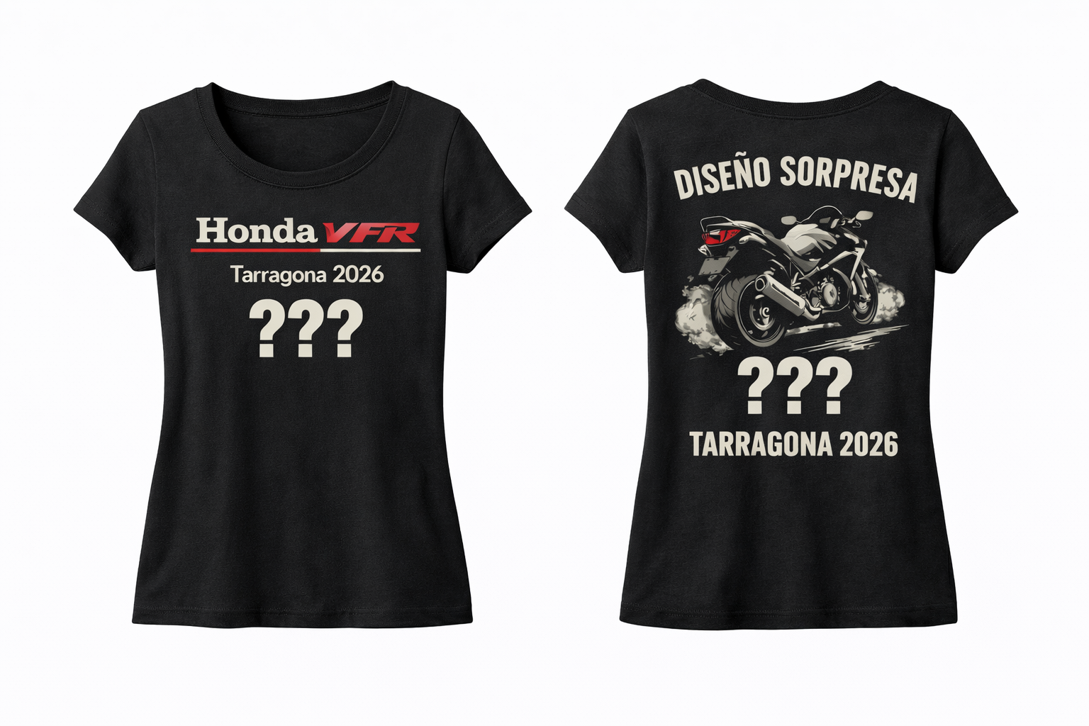 Camiseta  VFR Tarragona 2026, color negra con impresión delante y detrás para mujer