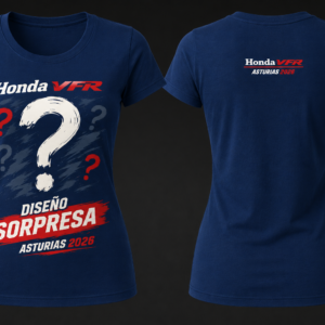 Camiseta chica VFR LEGEND ASTURIAS 2026, color azul con impresión pecho y espalda