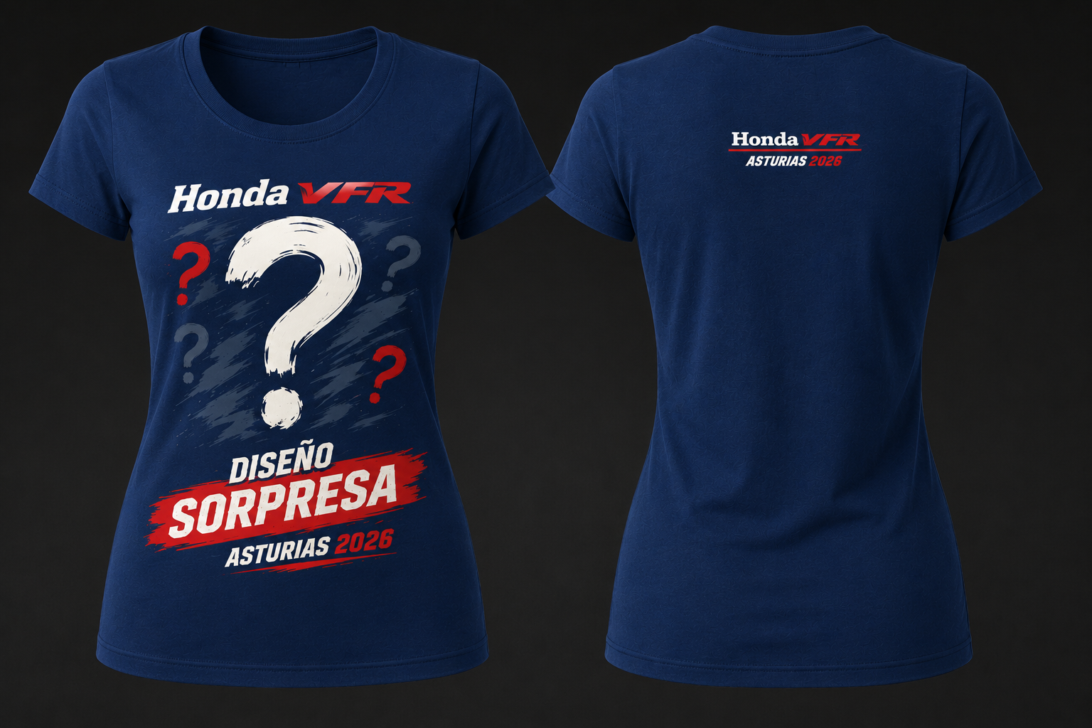 Camiseta chica VFR LEGEND ASTURIAS 2026, color azul con impresión pecho y espalda