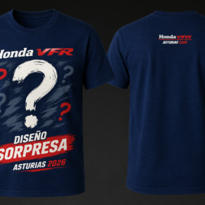 Camiseta unisex VFR LEGEND ASTURIAS 2026, color azul con impresión pecho y espalda