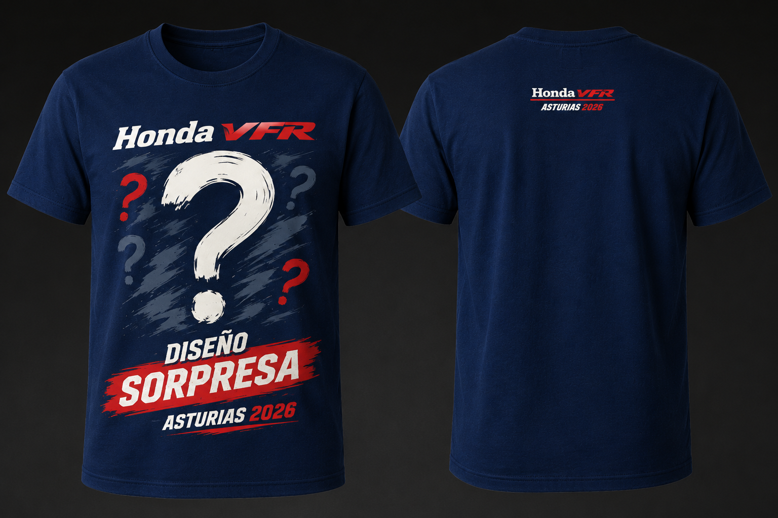 Camiseta unisex VFR LEGEND ASTURIAS 2026, color azul con impresión pecho y espalda